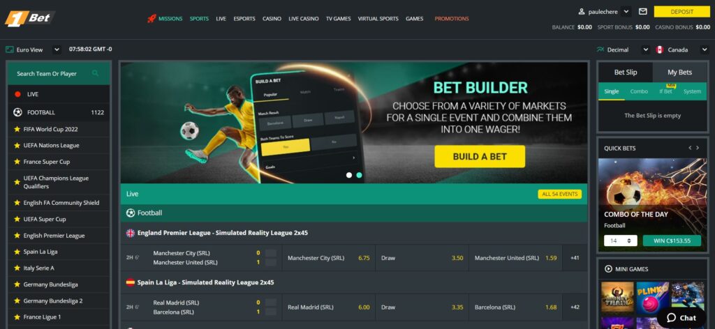 1bet desktop website